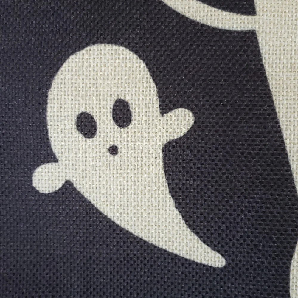 Halloween Pillow Cover • Ghosts Boo Black Off‑White • 18x18 • Linen Look NWOT
